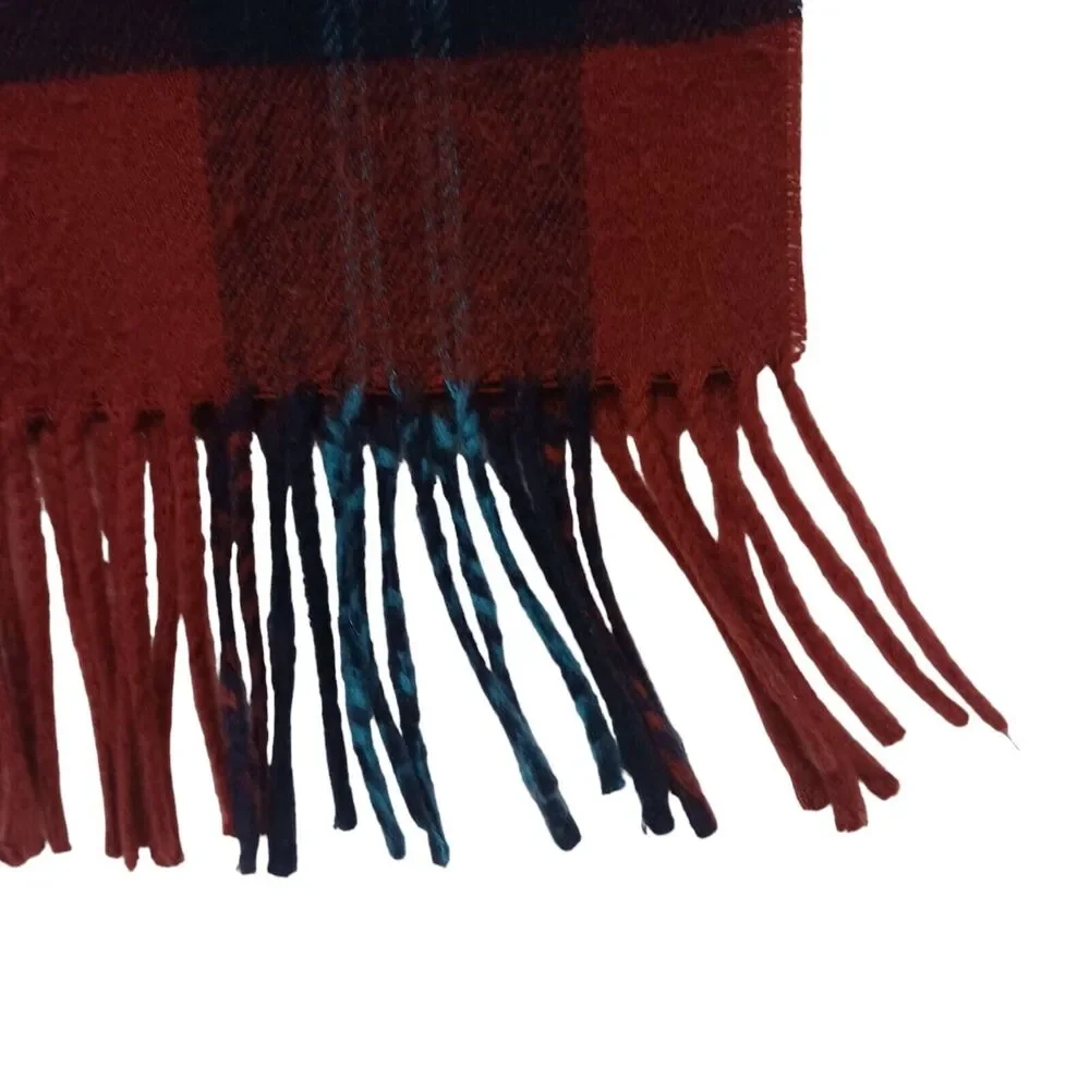 Christian Dior Cashmaire SCARF 47”x11” Red Black Plaid Tartan Monsieur was$490
